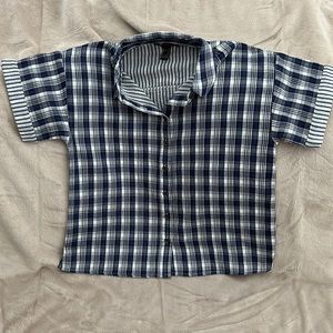 Forever 21 Button Up Women's shirt - size S. Blue and white plaid with stripes.